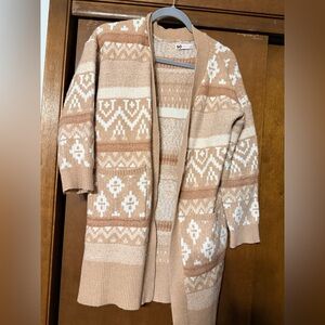 SO Tan and White Knit Cardigan